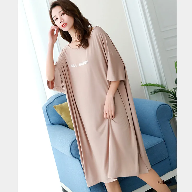 Comfortable Modal Night Dress Women New Short Sleeve Summer Nightgowns Oversize Ladies Nightwear Sleeping Shirt chemises de nuit