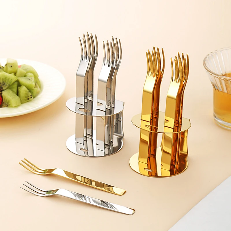 1/6Pcs Stainless Steel Fruit Forks Household Small Forks 6pcs Cake Dessert Forks Cute Mini Forks Set Kitchen Tableware