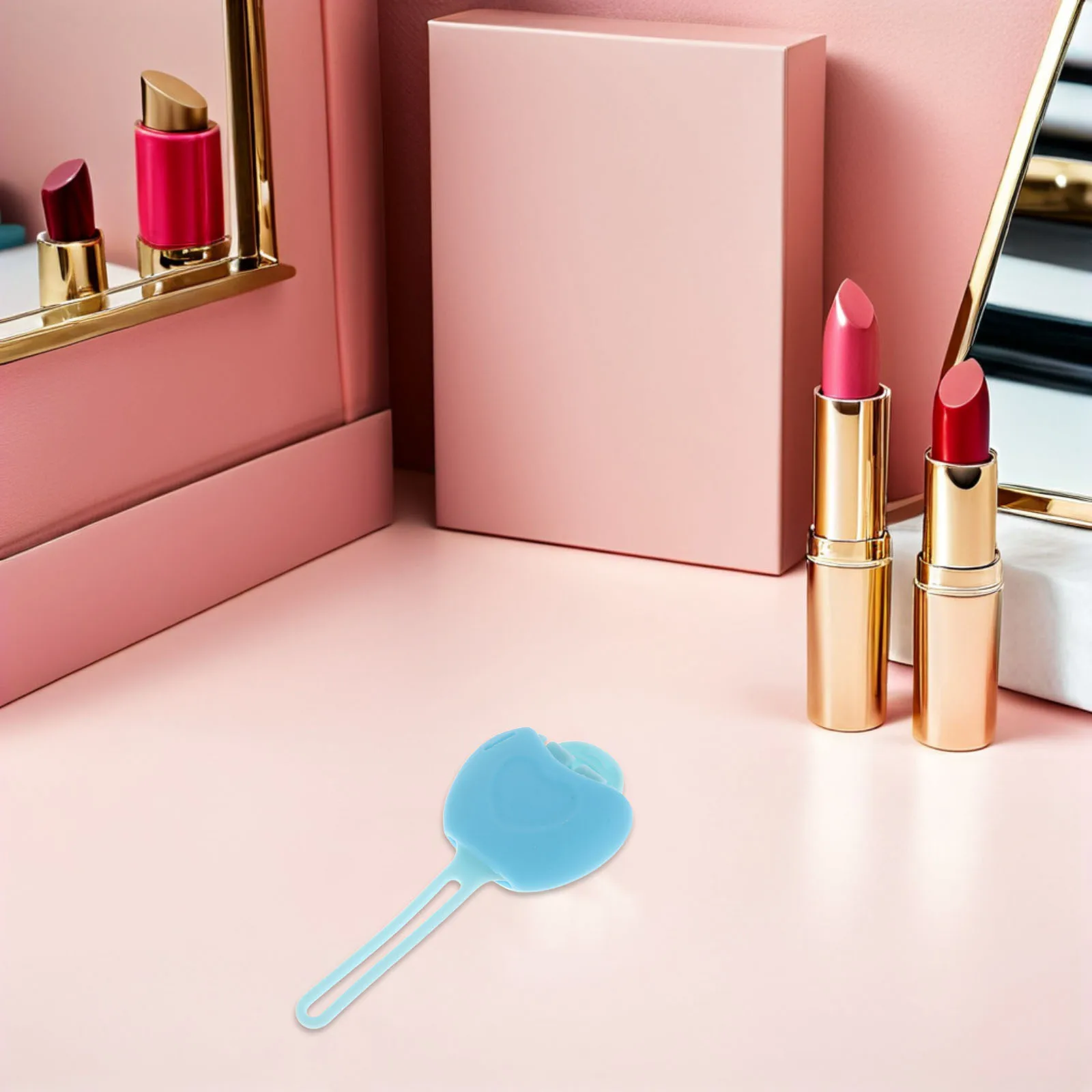 

Compact Silicone Lip Brush Storage Case Blue Portable Lip Brush Organizer for Makeup Artists Easy Clean Travel-Friendly Design