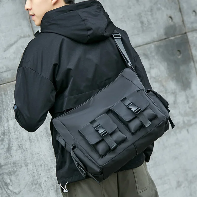 Casual Large Capacity Waterproof Messenger Shoulder Bag Men Crossbody School Bag for Teenage Outdoor Man Black Big Travel Bags