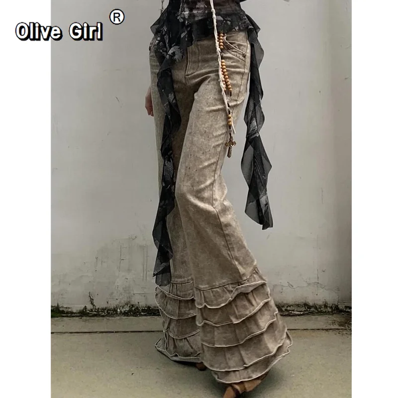 بنطلون جينز نسائي Y2K واسع الساق فضفاض غير رسمي من قماش الدنيم Harajuku حلو عالي الخصر فضفاض جينز عتيق لخريف 2026 #1