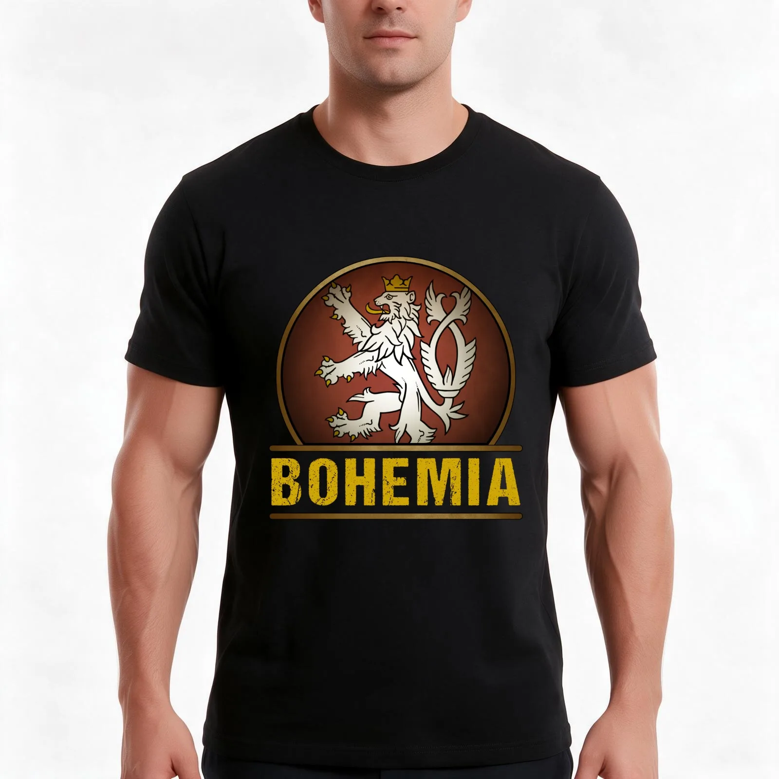 Bohemia Coat of Arms - the Kingdom of Bohemia Heraldry T-Shirt Summer Casual Cotton Tee Oversized Streetwear Tops 100% Cotton