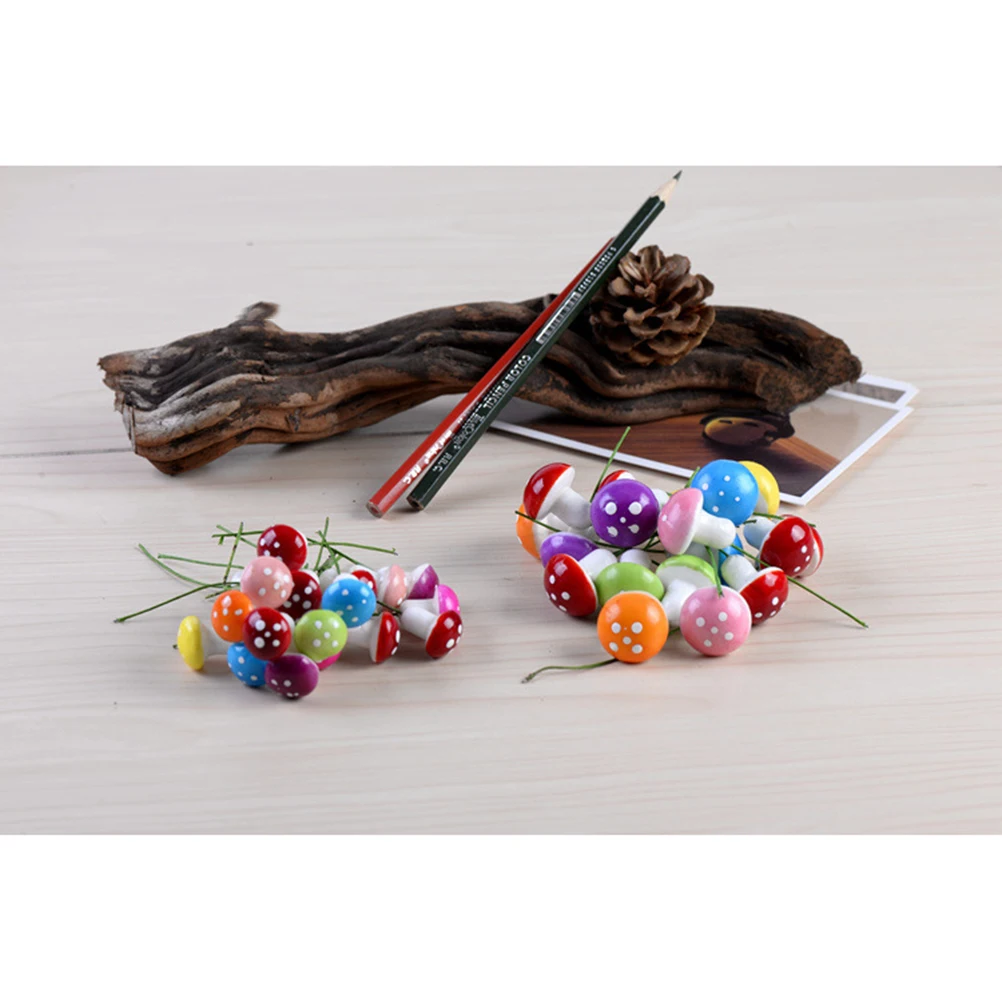 

20pcs Miniature Mushrooms For Fairy Garden Decor Colorful Resin s Terrarium Succulent Pot Accessories L Size Mixed