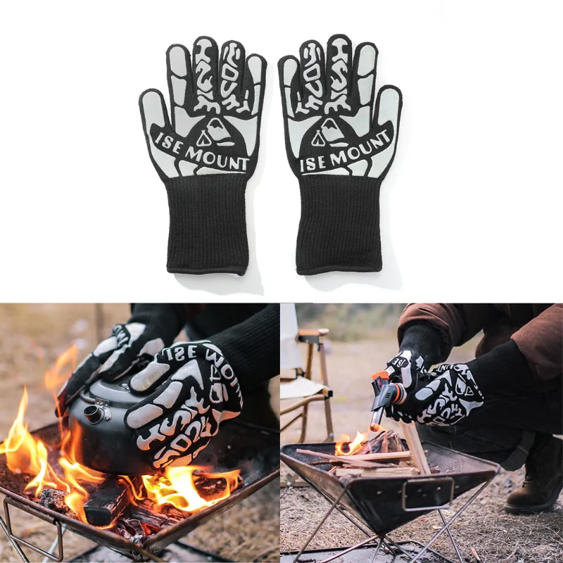 

Outdoor BBQ Grill Gloves High Temperature Resistance Anti-Scalding Protective Gloves for Outdoor Picnic Camping Fire