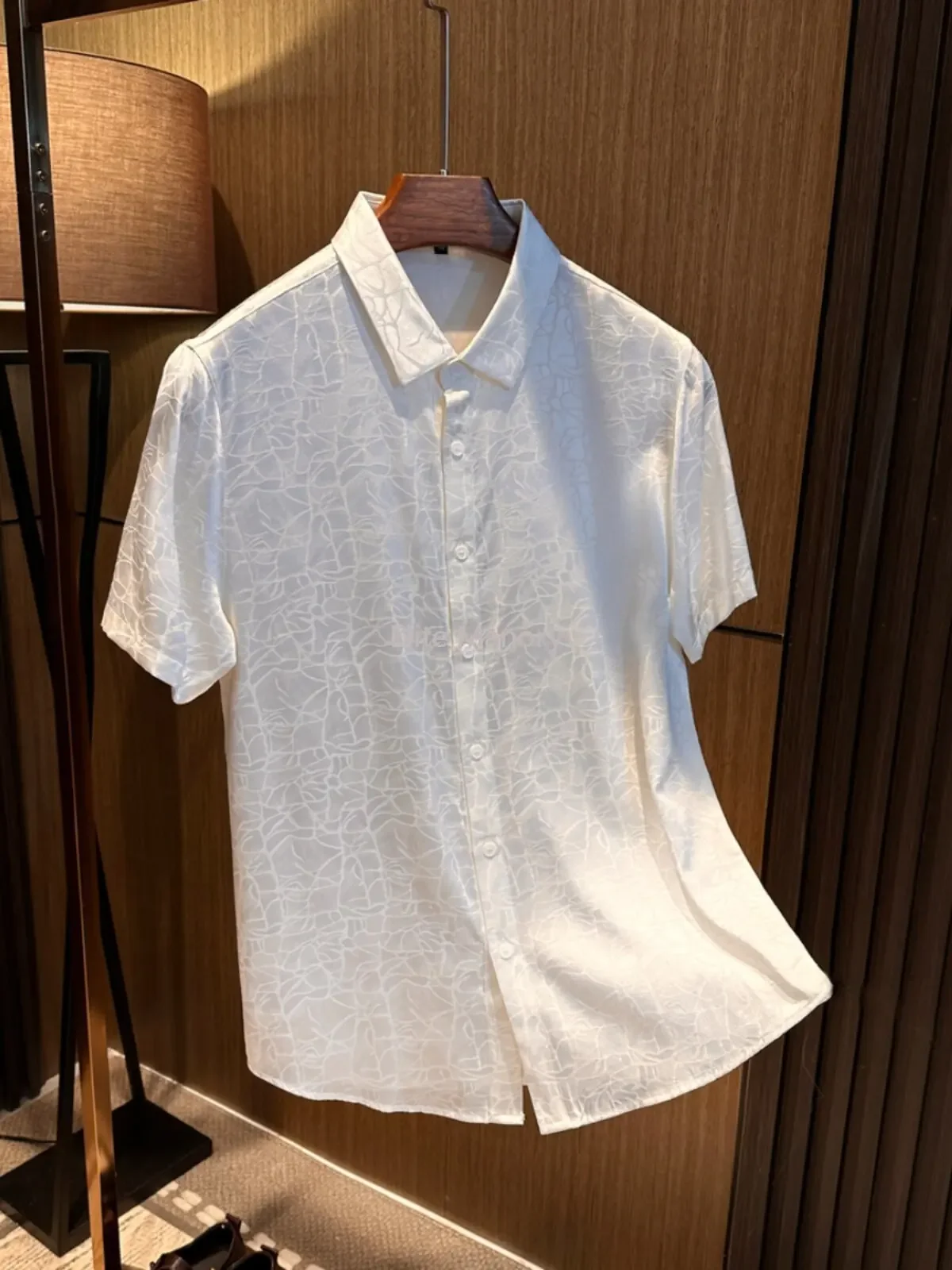 Fiber Queen high-end mulberry silk! Summer new solid color versatile light luxury silk short-sleeved shirt