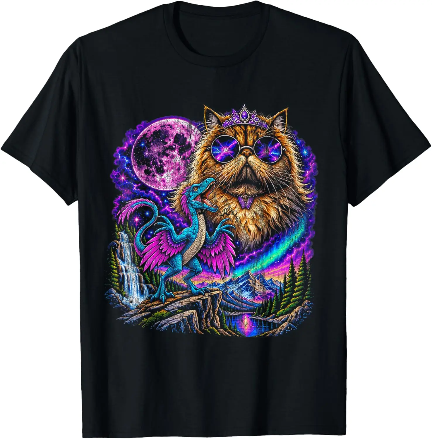This Is An Outrage Funny Princess Cat Dinosaur Donut Retro T-Shirt Halloween Loose-Fit Pure Cotton Short-Sleeve Top – Stylish, Breathable, Plus-Size – Christmas Gift