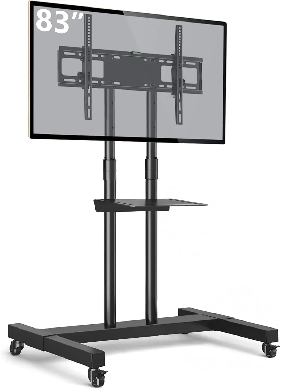 Mobile TV Stand Rolling TV Cart Floor Stand with Mount on Lockable Wheels Height Adjustable for 32-83 Inch TV Stand