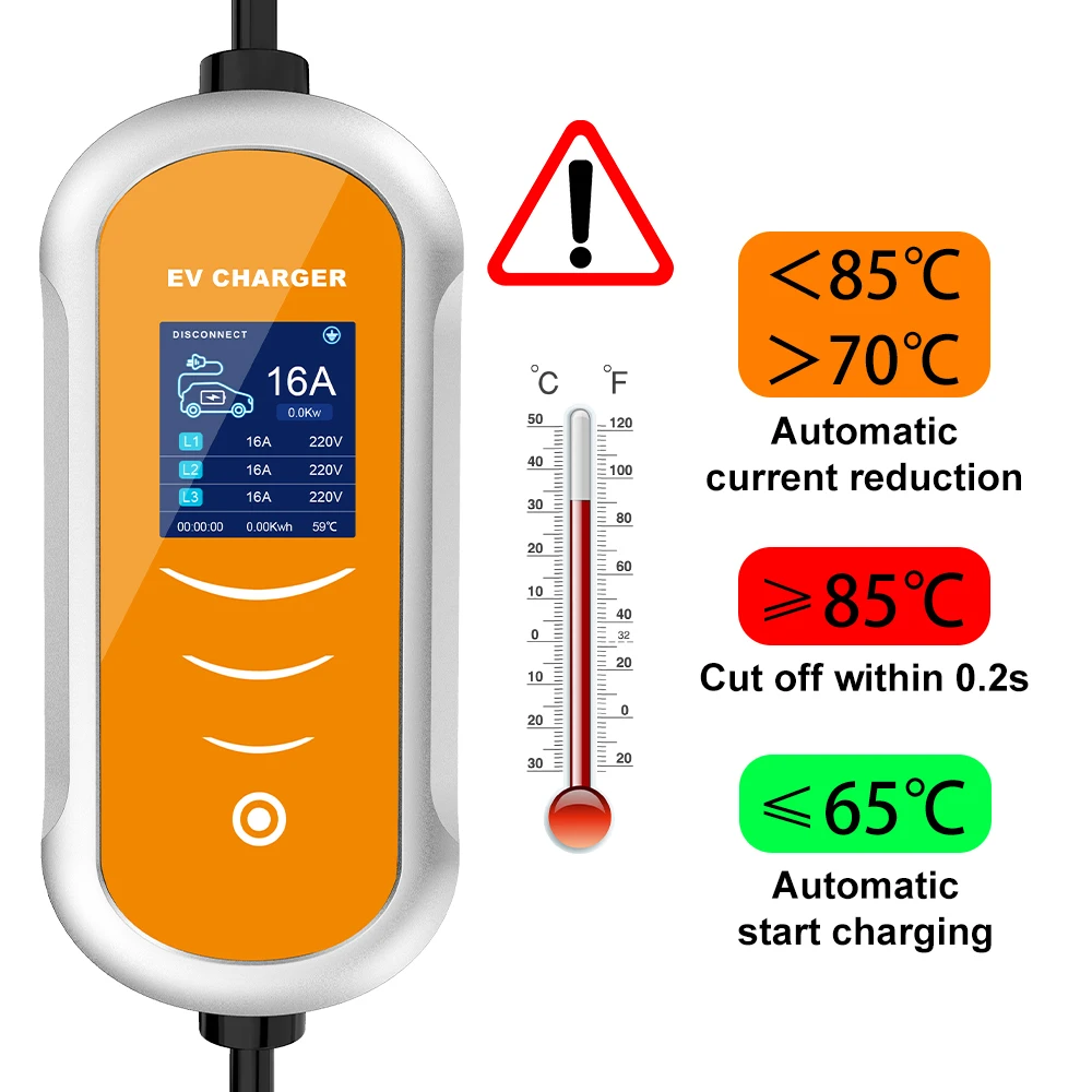 IPENGEN EV 충전기, CEE 플러그 조정 전류 타이머, 하이브리드 전기 자동차, EV 충전, 16A, 11KW, 타입 2, IEC-62169