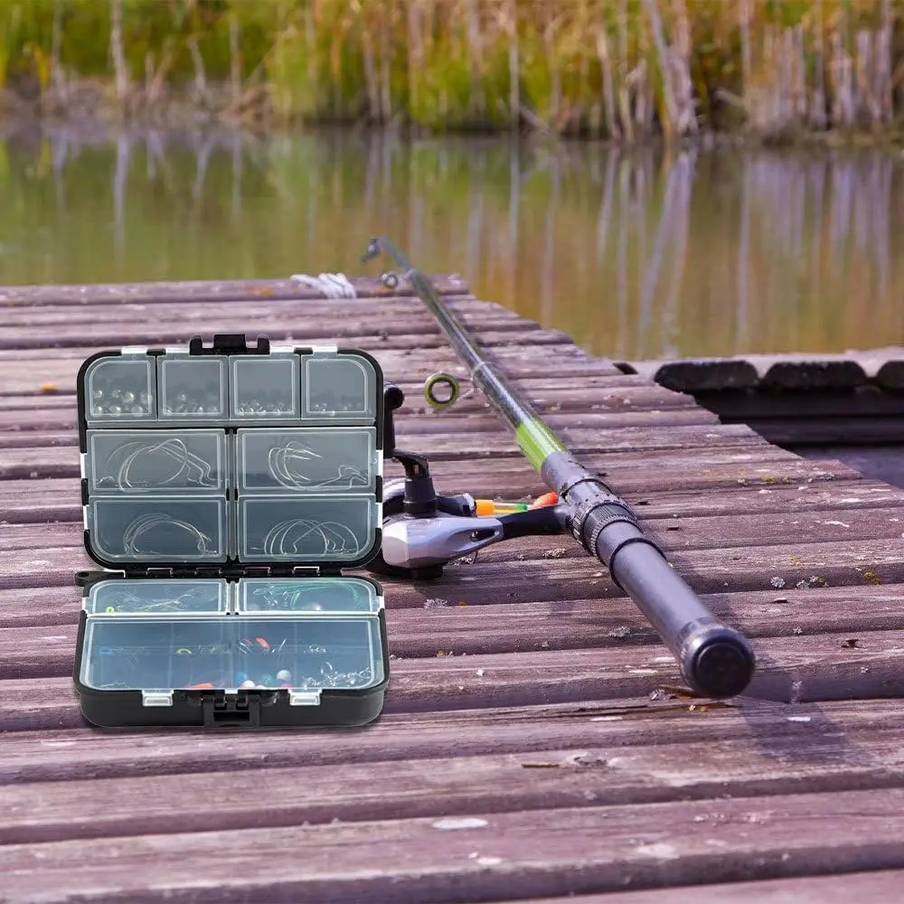 

Portable Fishing Lure Box 9/12 Grids Adjustable Fake Bait Organizer Box Waterproof Fishing Gears Storage Box Fishing Tackle Box