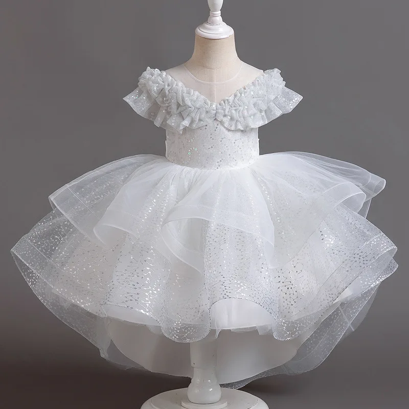 Baby Girl Dress Newborn Infant Baptism Dress Butterfly Mesh Fluffy Princess Dress Toddler Kids Wedding Birthday Party Gown