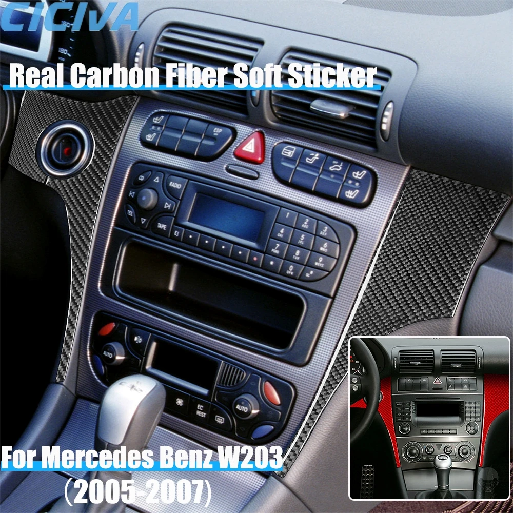 Real Carbon Fiber Car Accessories Driver Dashboard Decorative Cover Soft Sticker For Mercedes Benz C Class W203 2005 2006 2007