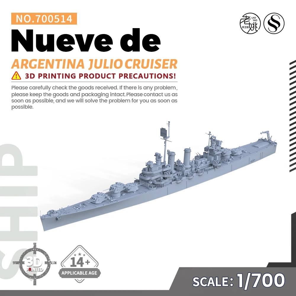 

SSMODEL SS700514 1/700 Military Model Kit Argentina Nueve de Julio Cruiser