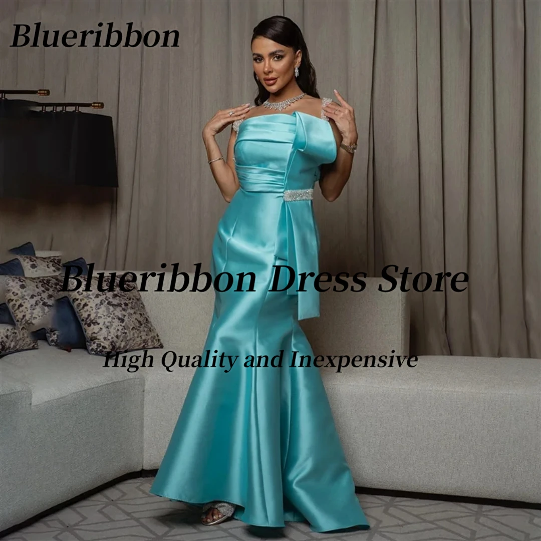 

Blueribbon Evening Dresses 2024 Beaded Off Shoulder Abendkleider Luxus Dubai Ladies Wear Ruched Mermaid Prom Party Trumpet Gowns