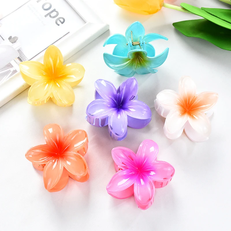 Egg Flower Hair Clips Women Bohemia Flower Large Hair Claw Hairpin Women Girl Accessories For Hawaii Beach Party Vacation Supply