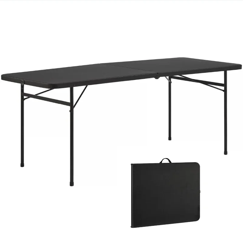 Mainstays 6 Foot Black Bi-Fold Plastic Folding Table