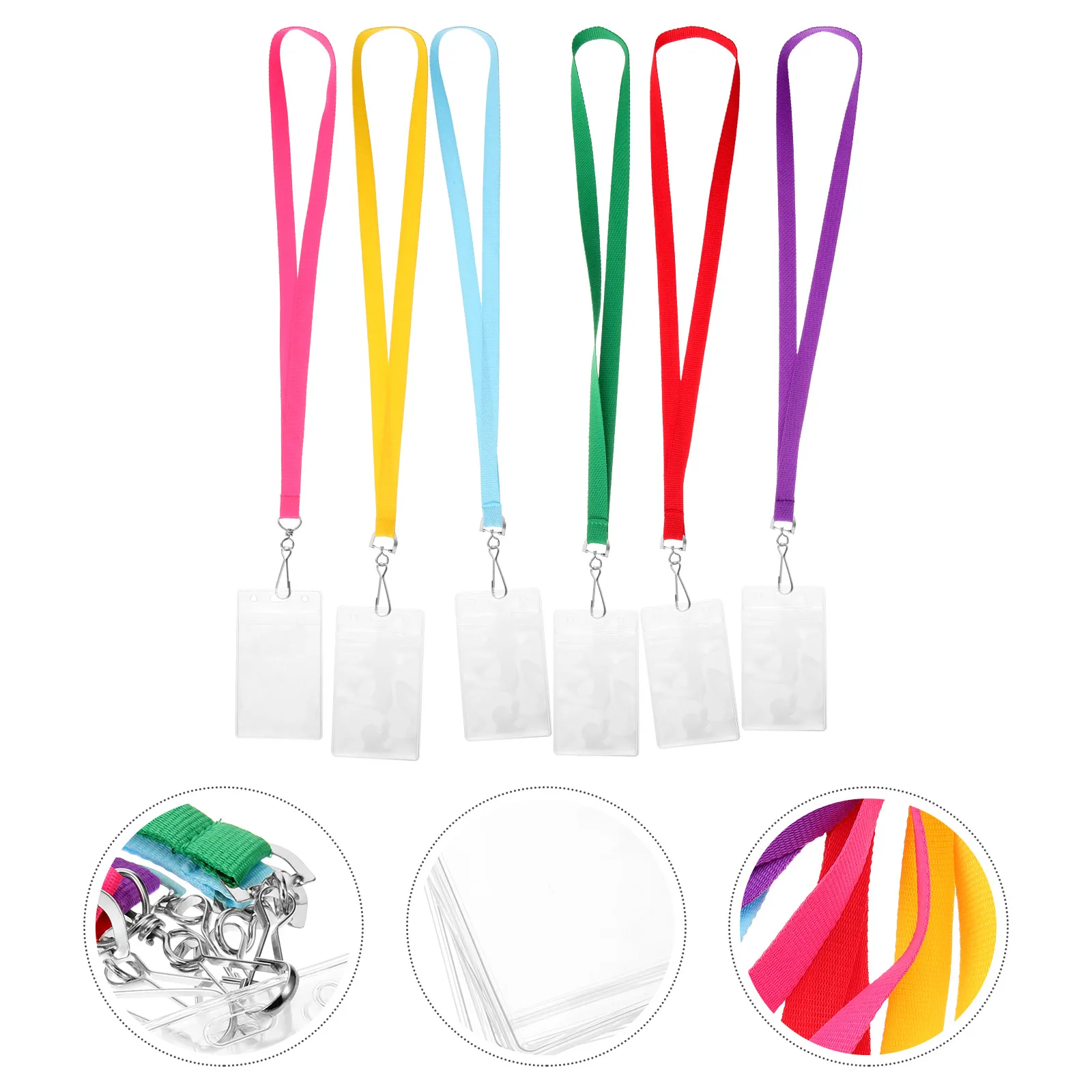 

6pcs Clear Badge Sleeve Id Card Holder Lanyard Waterproof Name Tag Protector Cards Storage Sleeve For Teachers Students