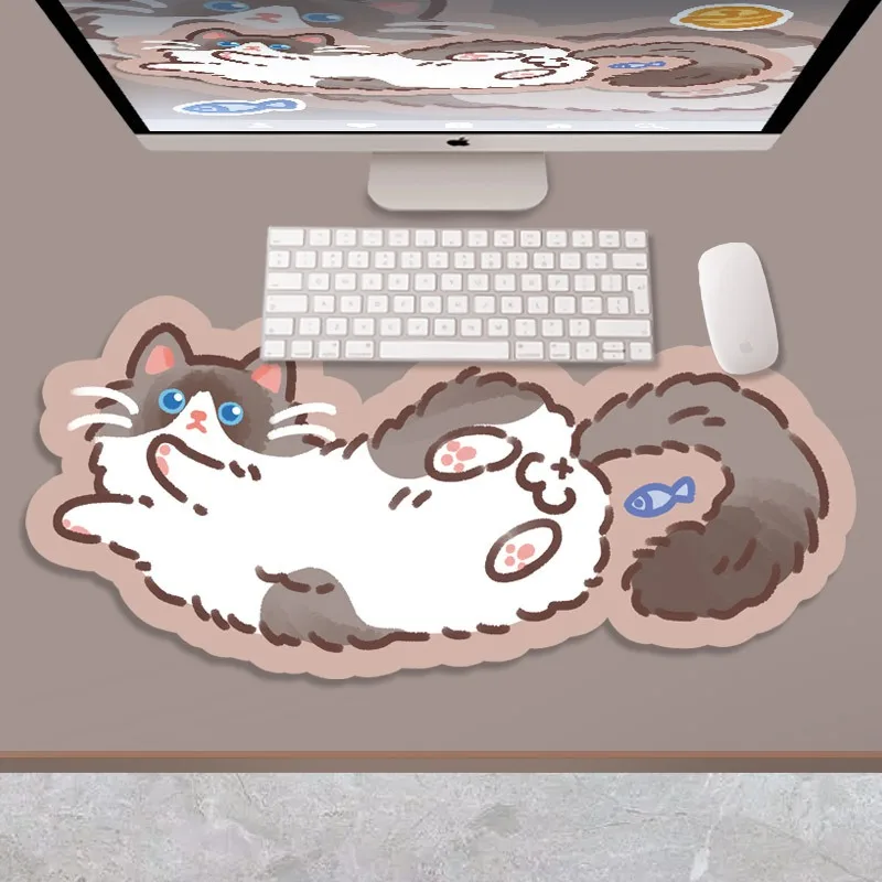 1Pc 300*700mm Mouse Mat Large Girl Ins Style Cute Cartoon Cat Office Desk Mat Keyboard Pad Game Accessories Computer Desk Mat