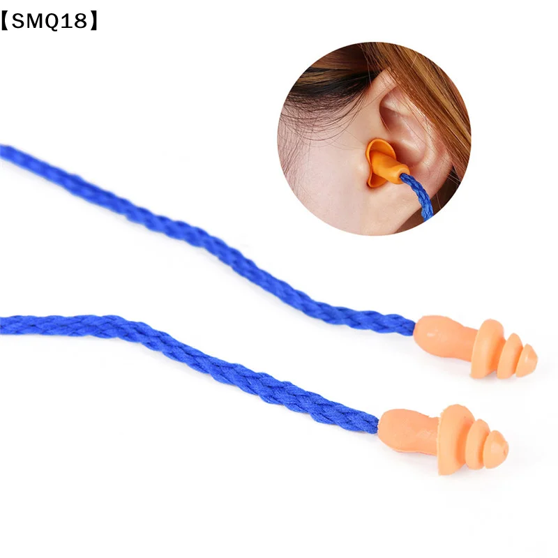 10Pcs Soft Silicone Corded Ear Plugs Reusable Hearing Protection Earplugs New【SMQ】