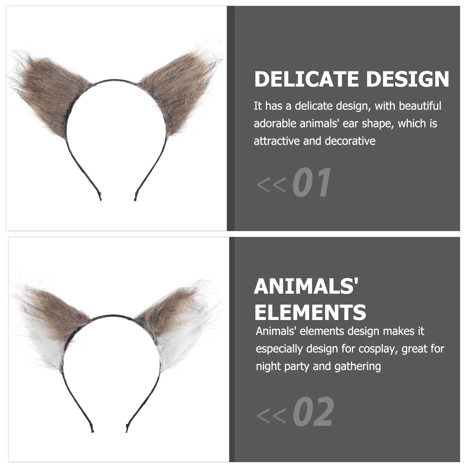 

Fox Beast Ear Head Hoop Headband Cosplay Hair Headbands Animal Headwear Delicate Animals Fabric Ears Adult Furry