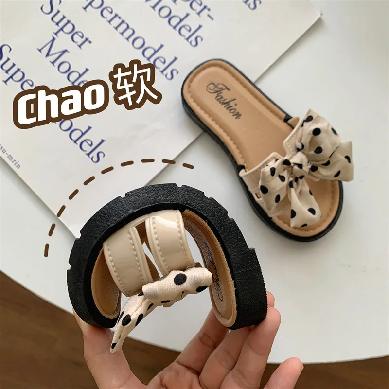 Fashion Bowknot Kids Slippers, Non-slip Soft Sole Summer Sandals for Medium & Older Girls, Indoor & Outdoor Beach Slides - view 3