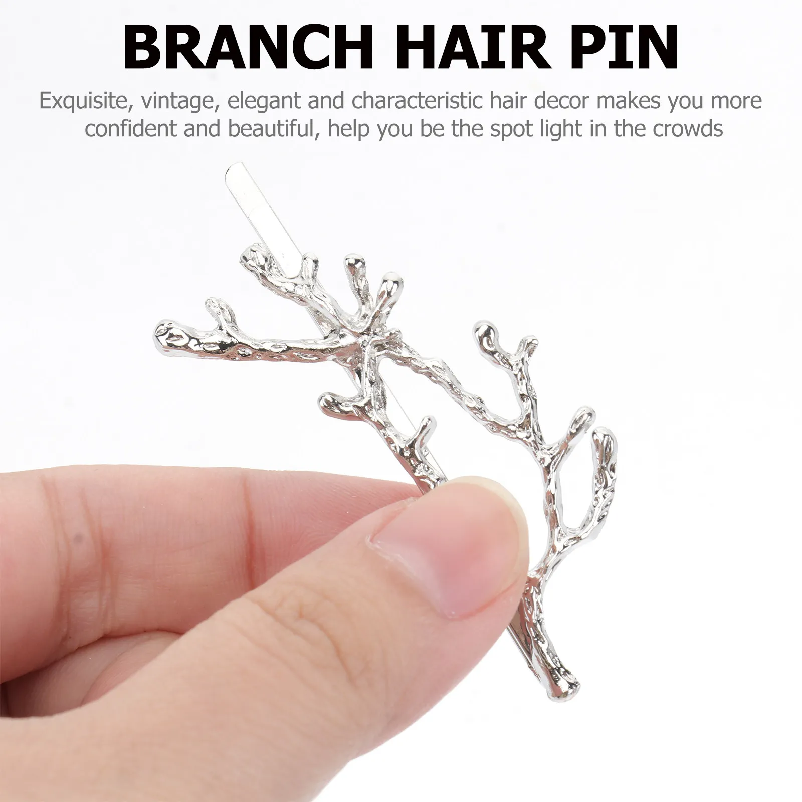 2Pcs Vintage Antler Hair Clips Unique Branch Design Hair Accessory for Special Occasions Silver Antler Hairpin