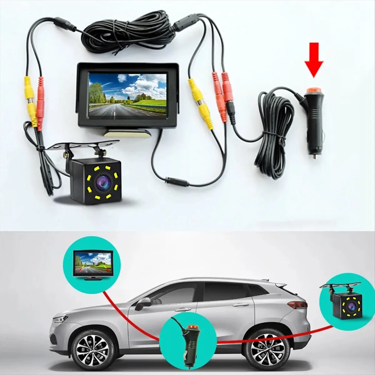 #68Q (ABS)4.3Inch Car Rear View Backup Camera LCD Monitor Parking System,Automotive Parts & Accessories