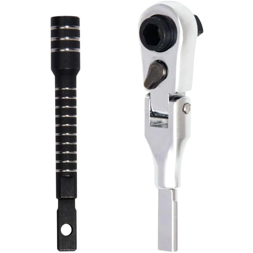 Black Flat End Bit Extender + Flex Head Ratchet Wrench for Leatherman Multi-tool Accessories,2 Pack