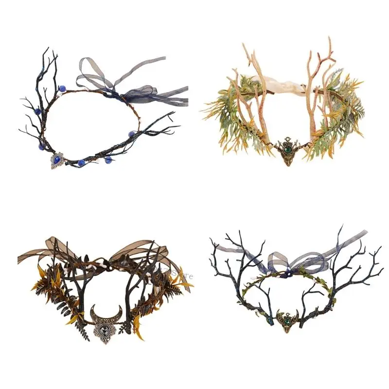 

Fairy Elf Branch Headband Hair Vein For Children Adult Cosplay Event Costume Accessories Roleplaying Forest Headpiece