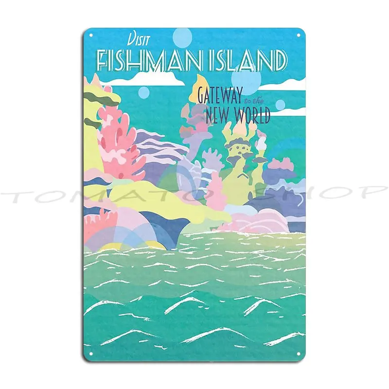Visit Fishman Island Retro Tourism Metal Plaque Cinema Personalized Cinema Garage Decoration Customized Tin Sign Poster
