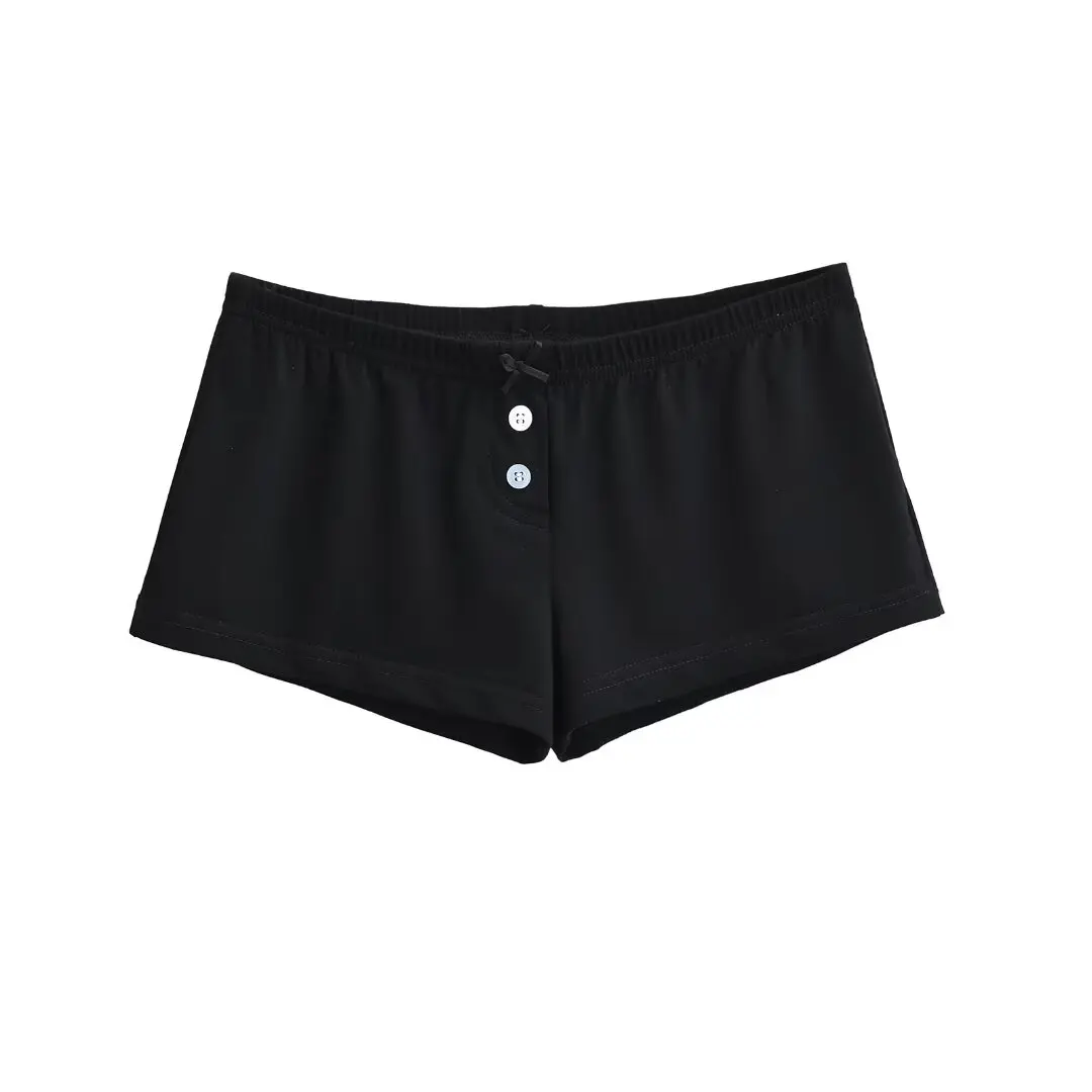 الأمريكية BM Sle منخفضة الخصر orts المرأة الصيف عادية المنزل بوت السراويل واسعة الساق السراويل الساخنة زر عقدة ملابس خارجية #2