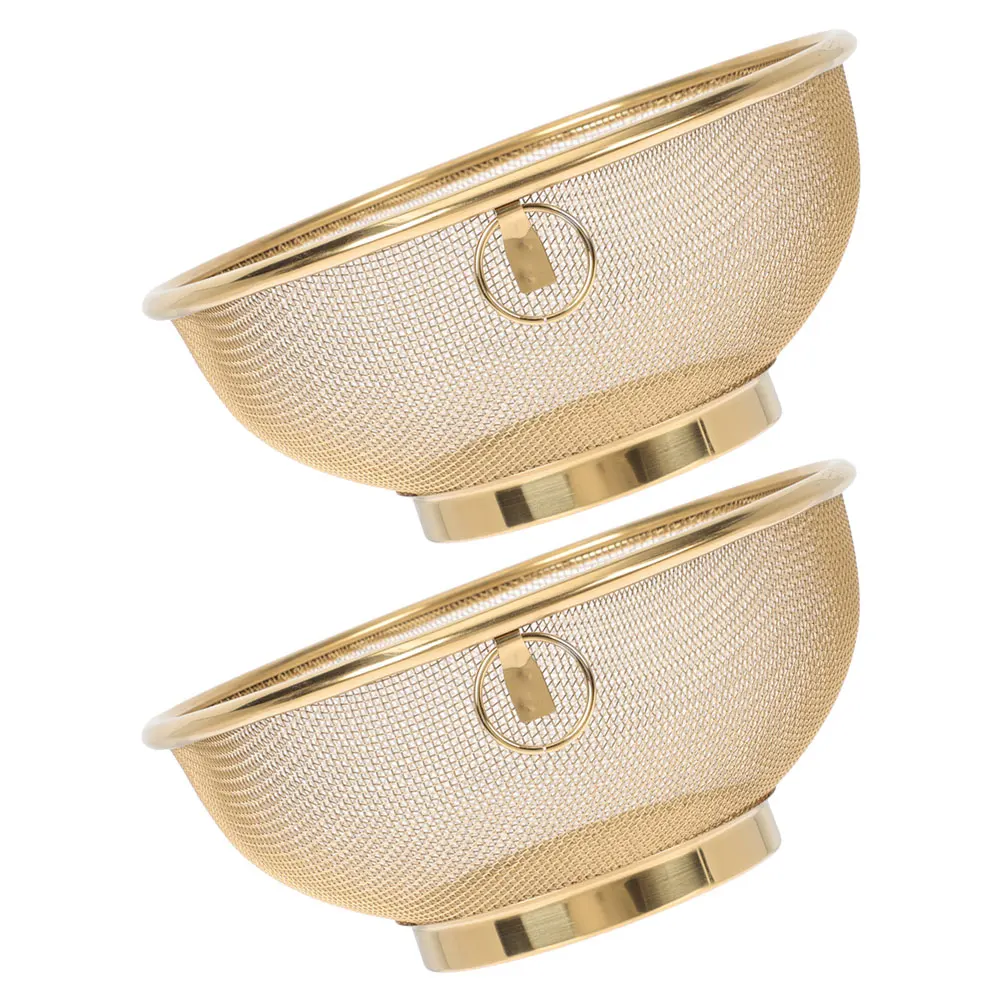 

2pcs 20cm Stainless Steel Strainer Colander Dense Mesh Kitchen Food Filtering Strainer Fine Mesh Sieve For Soy Milk Frying Oil