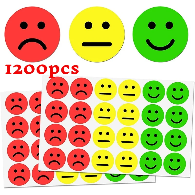 

Happy Sad Smiling Face Behavior Stickers 120-1200pcs Labels Teachers Classroom School Kids Student Reward Sticker Toys Gifts