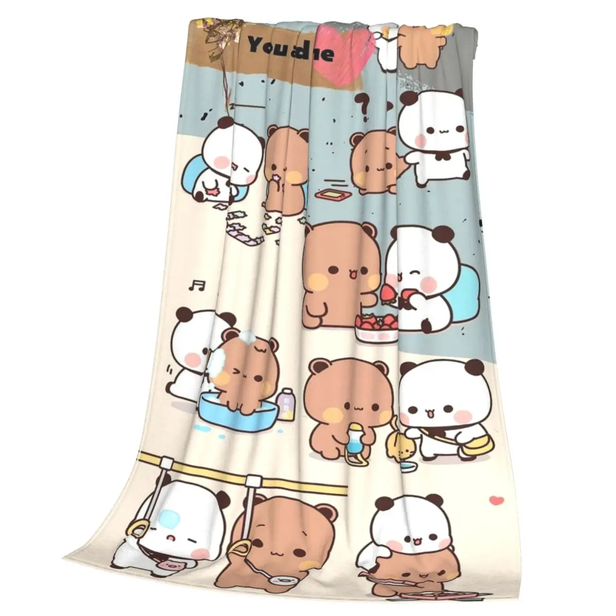 Bubu Dudu Panda Bears Cartoon Blanket Soft Warm Flannel Throw Blanket Bedspread for Bed Living room Picnic Travel Home Couch