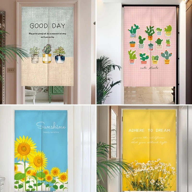 

Fresh Gentle Fabric changing room Curtain Privacy Partition Doorway Curtains Kitchen Entrance Noren Linen Hanging Half-curtain