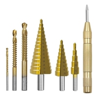 7Pcs Step Drill Groove Saw Drill Set,Groove Saw Drill,Step Up Drill Bits,Spiral Cone Stepped Down Bits For Impact Drill
