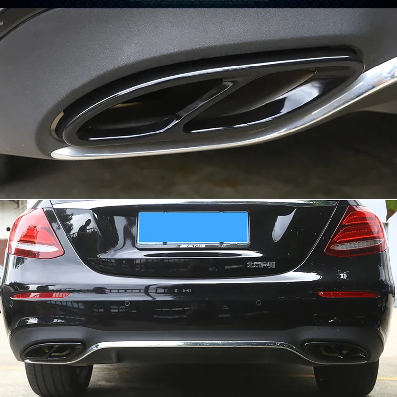 Accessories AMG Four-outlet Tailpipe Stainless Steel Decorative Frame Trim For Mercedes Benz A B C E Class GLC W205 W207 W213
