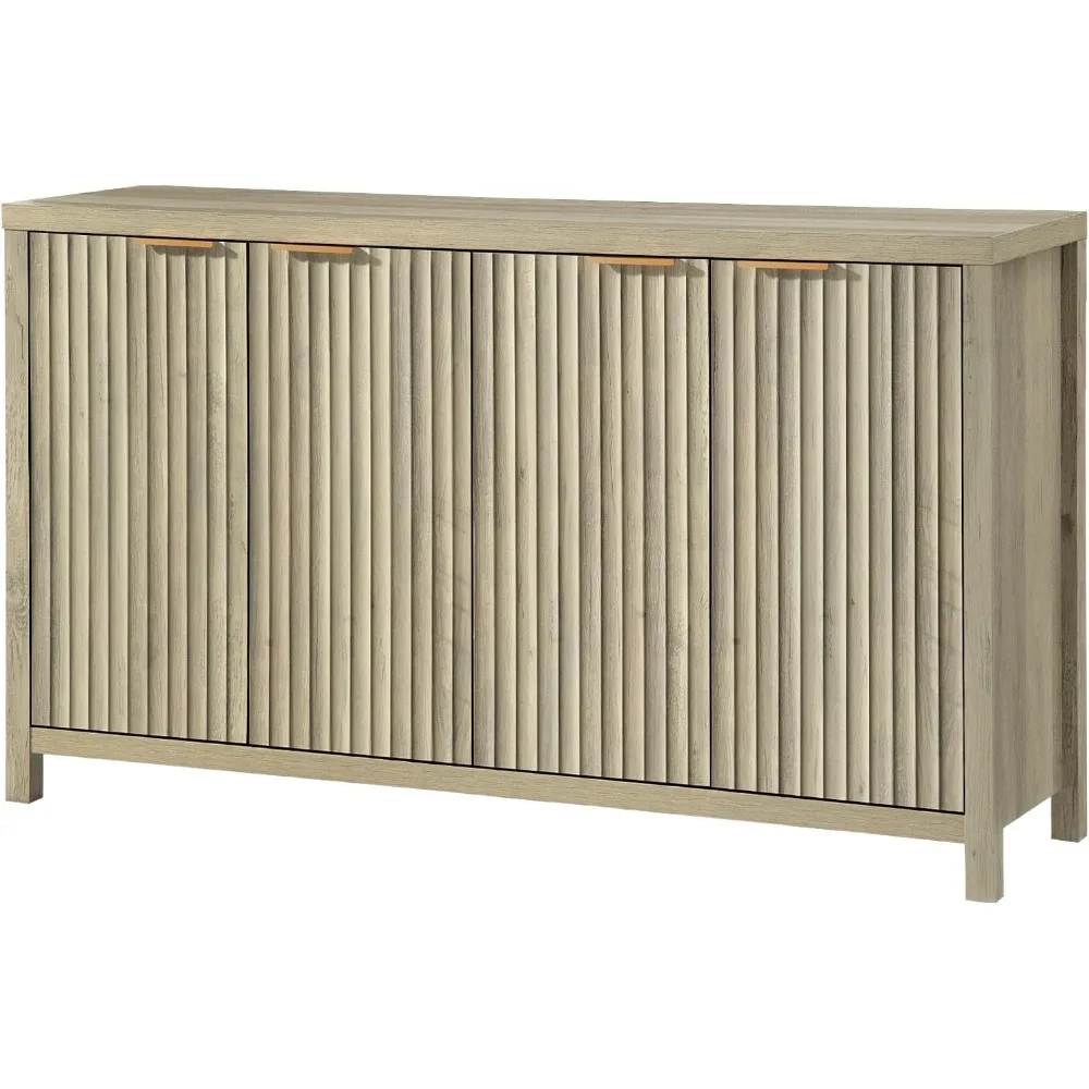 Fluted Storage Cabinet Sideboard Large Buffet with Adjustable Shelves, Multifunctional Accent Cabinet Console Cabinet