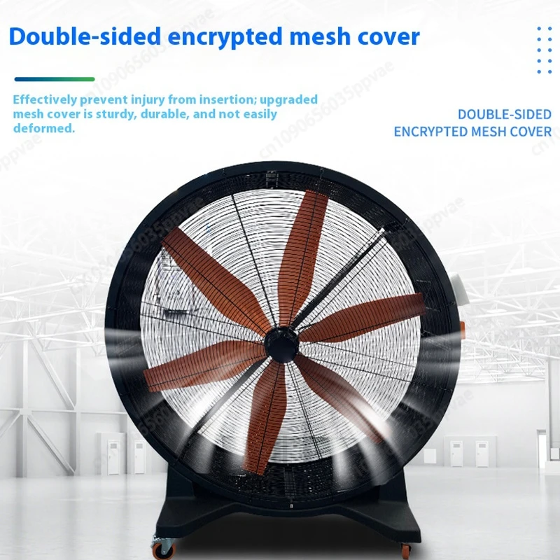 Industriële vloerventilator 220V werkplaatskoeling vernevelingsventilator met 360 °   Wielen Veiligheidsrooster 50dB Laag geluidsniveau voor ventilatie op grote ruimtes