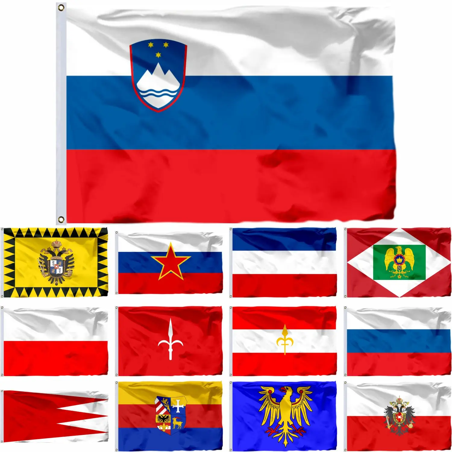 Slovenia Flag Lombardy Venetia and Free Territory Trieste 3x5ft Krain of Napoleonic 90x150cm Kingdom Illyria Banner Friuli