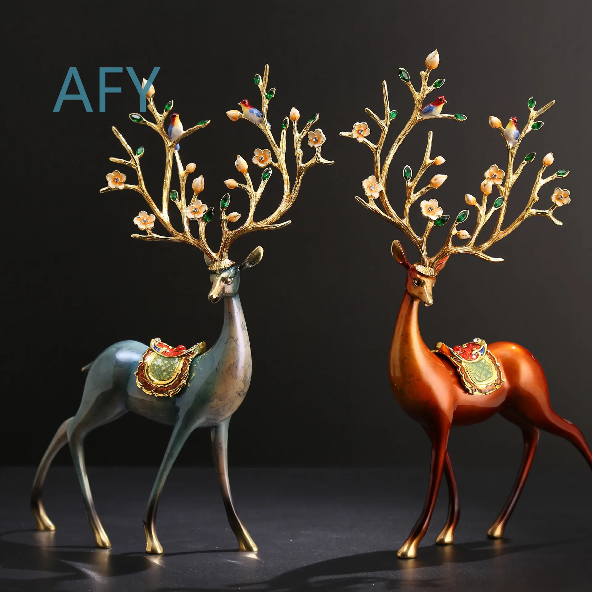 Brass Deer Statue for Home Decor Living Room Entryway Bar Cabinet Ornament Luxury Housewarming Gift for Modern Interior