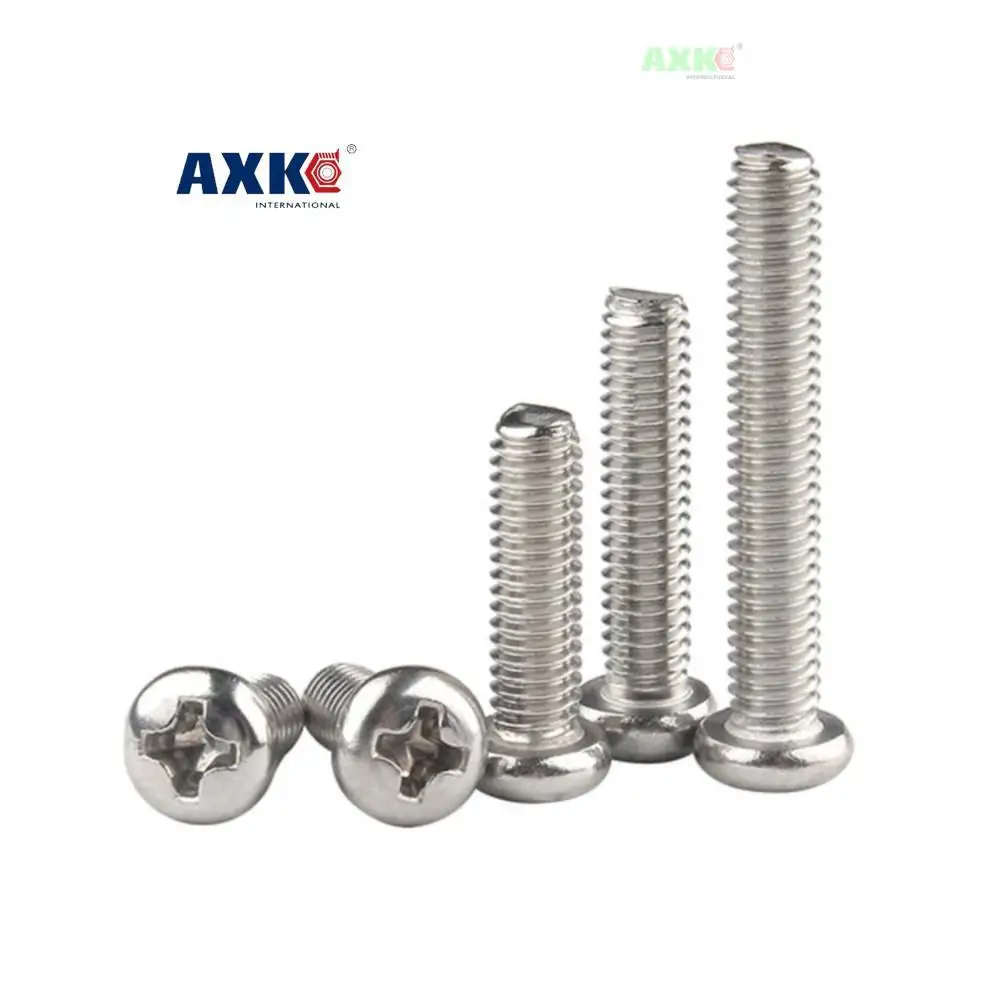 100pcs/lot Cross Recessed BM Pan Head Screws Nickel Plated Carbon Steel M2 M2.5 M3 M4 Phillips Machine Screws Grade 4.8 DIN7985