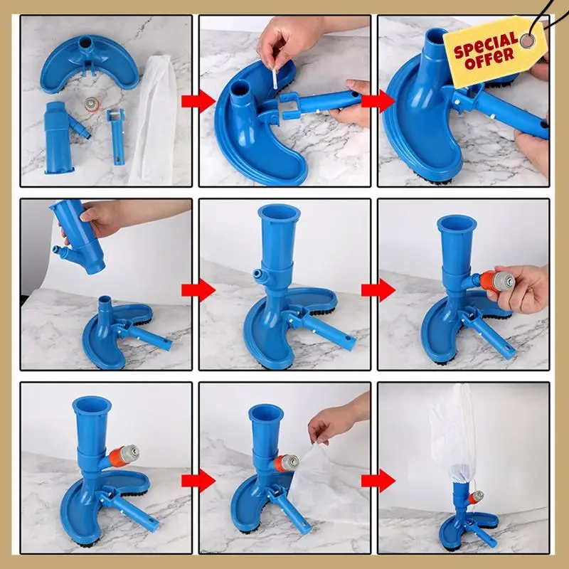 Ferramenta de limpeza desinfecção piscina aspirador de pó lagoa fonte aspirador de pó escova cabeça de sucção portátil-WMAN