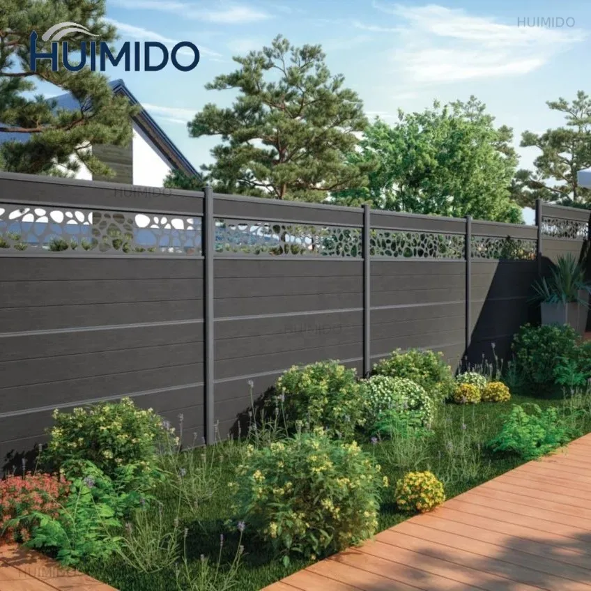 Modern Custom Wood Grain Aluminum Fence Outdoor Garden Waterproof Privacy Screen Full Half Partition Fully Enclosed Gate