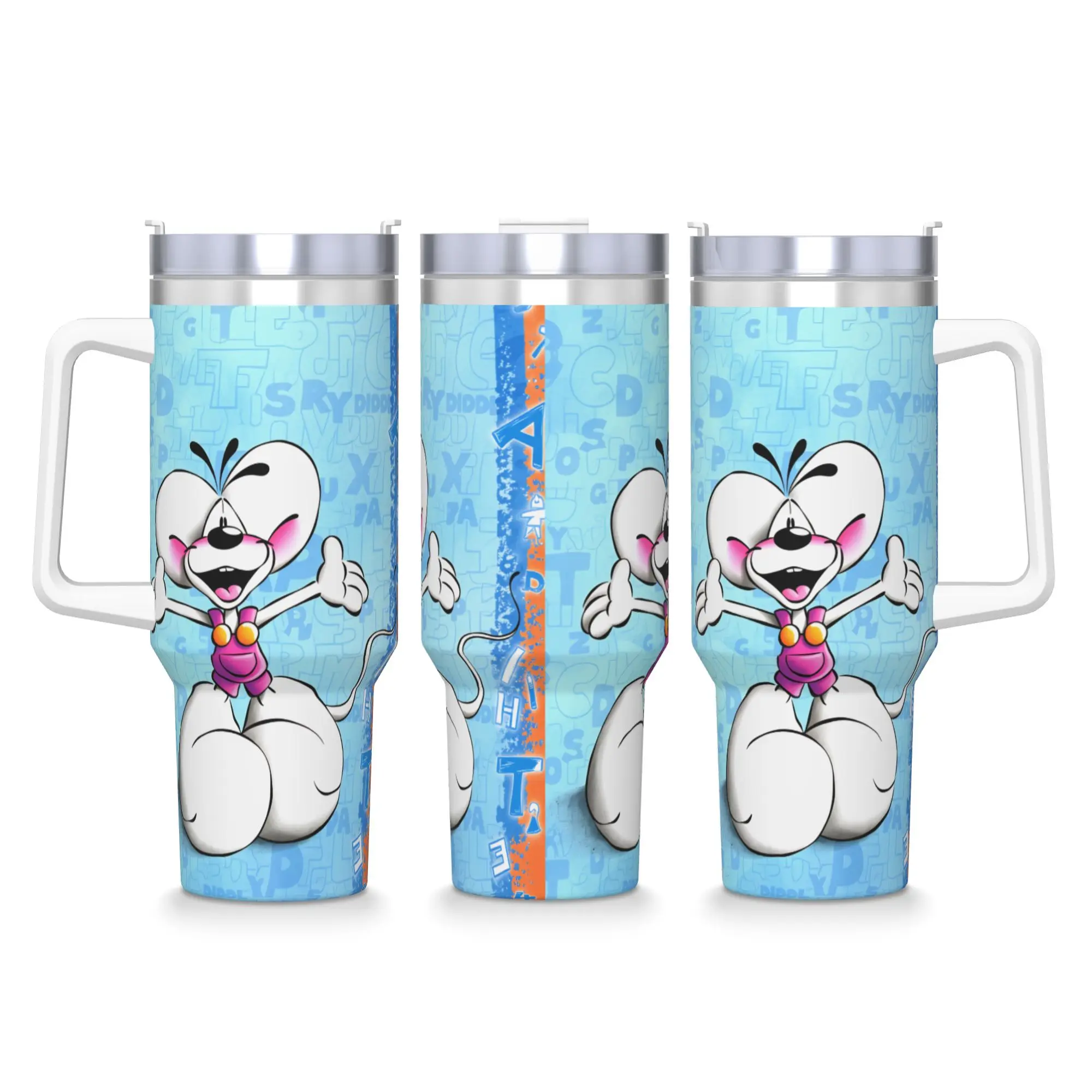 Comic Cartoons Diddl Tumbler  Hot Drinks Water Bottle Insulated Stainless Steel Thermal Cups Graphic Travel Mugs Cup