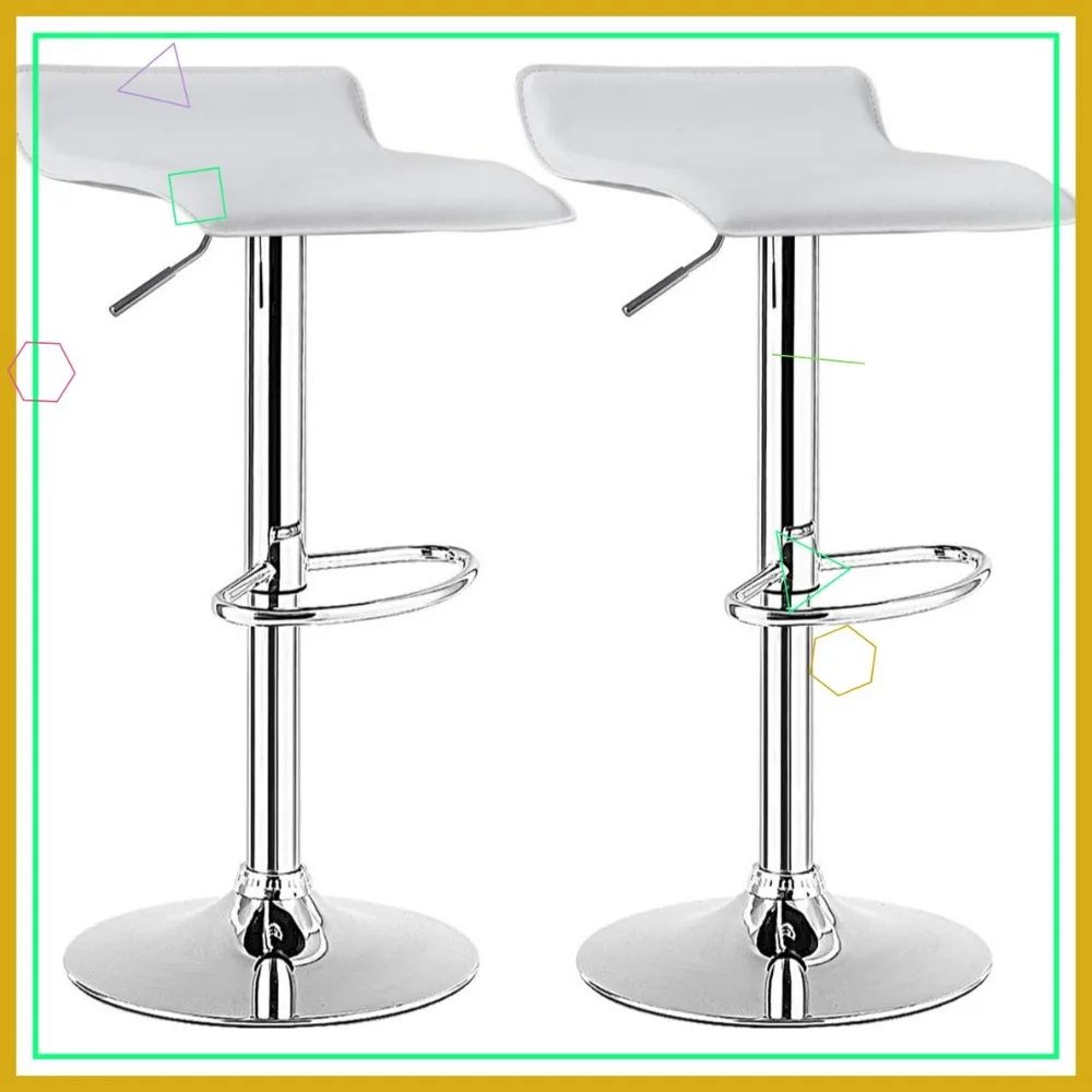 Modern Swivel Bar Stools Set of 2, Adjustable Height with Footrests, Chrome Steel Base for Kitchen Island Cafe Pub in White