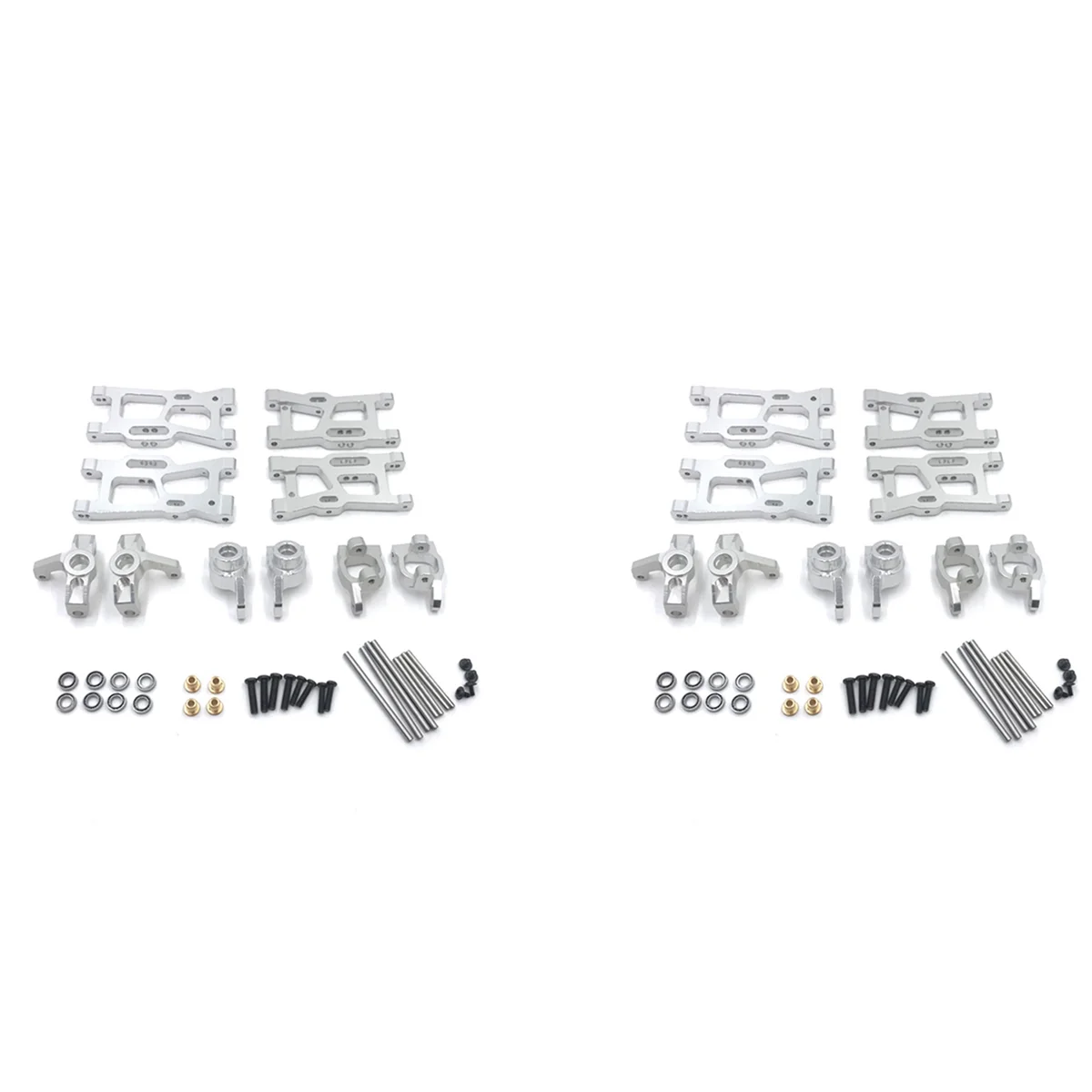 Wltoys 144001 1/14 124018 124019 1/12 RC 자동차 액세서리, 실버 용 2X 금속 스티어링 컵 스윙 암 업그레이드 부품 키트