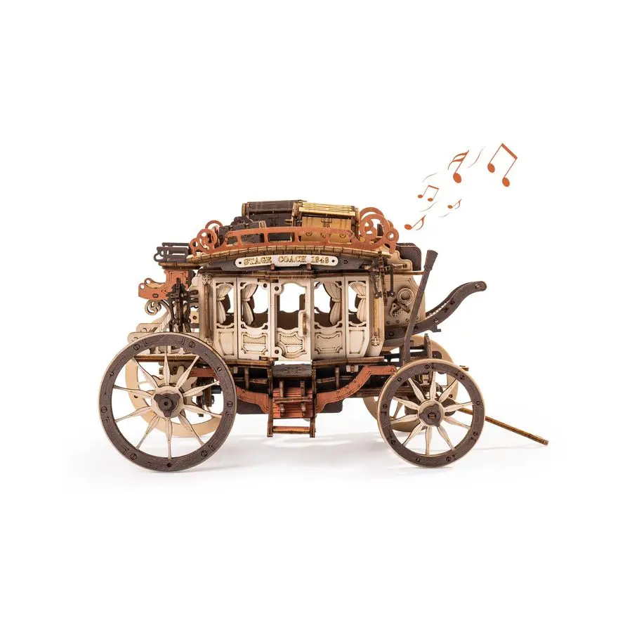 

Музыкальная шкатулка-головоломка ROBOTIME Stagecoach AMKA1, подарок на День святого Валентина, 3D деревянные пазлы для взрослых, механическая 3D-модель для сборки