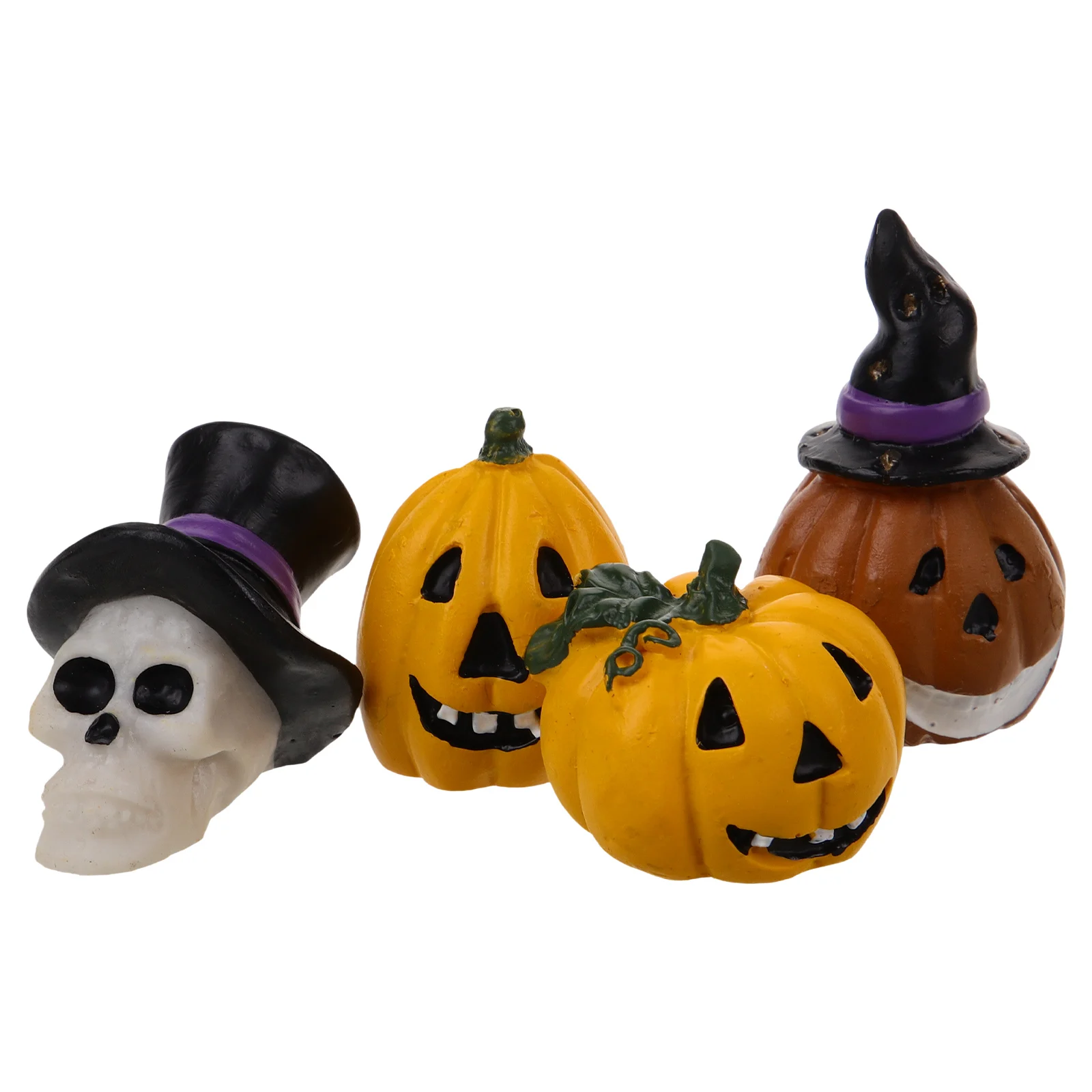 

4pcs Pumpkin Aquarium Decor Fish Tank Resin Ornaments Halloween Microlandscape Statue Reptile Hideout Miniature Model