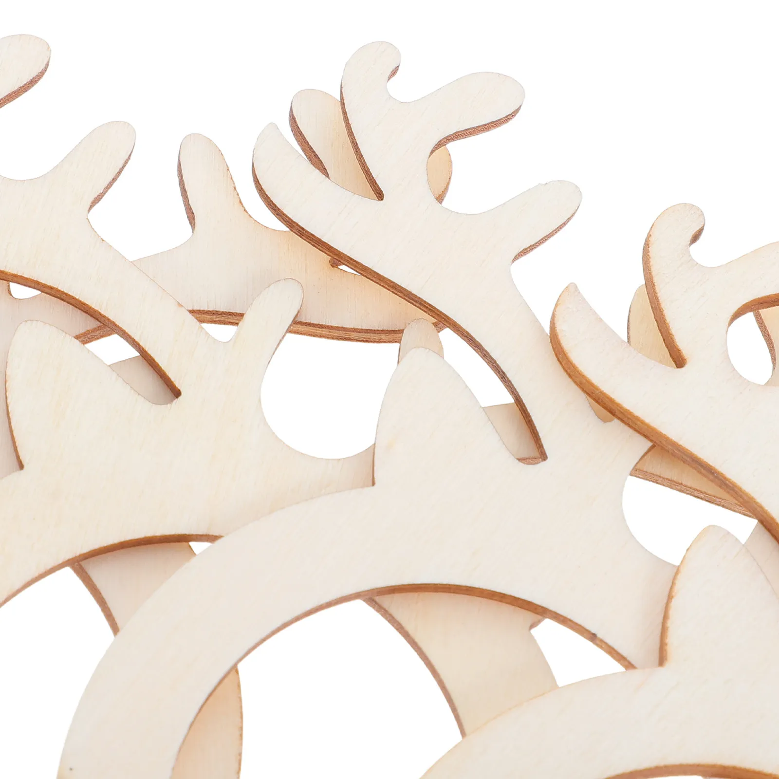 20Pcs Holiday Napkin Rings Wooden Antler Shaped Rustic Farmhouse Dining Table Decor Natural Napkin Holders Blank Cutouts