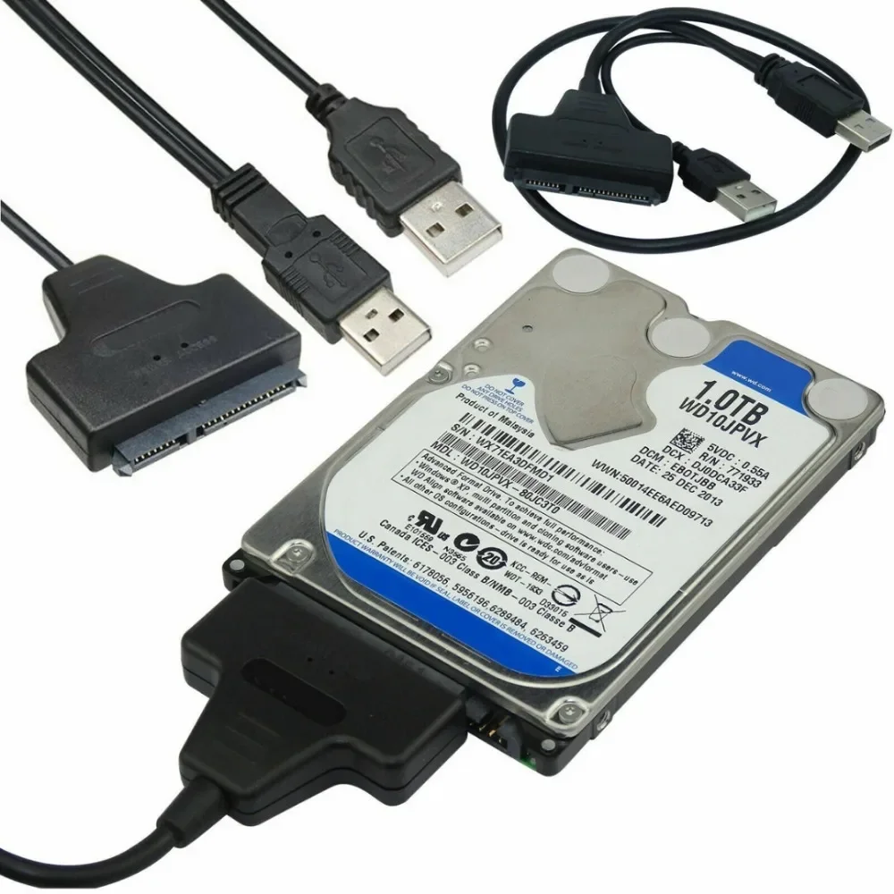 SATA to USB 2.0 Cable Adapter for 2.5" HDD SSD Hard Drive Connector 22 Pin 7+15 External Drive Converter Cloning Data Recovery view 3
